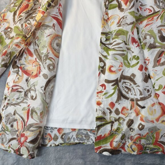 Alfred Dunner Womens Floral Open Front Jacket 16W Multicolor Rayon Career‎ Boho - Picture 5 of 10